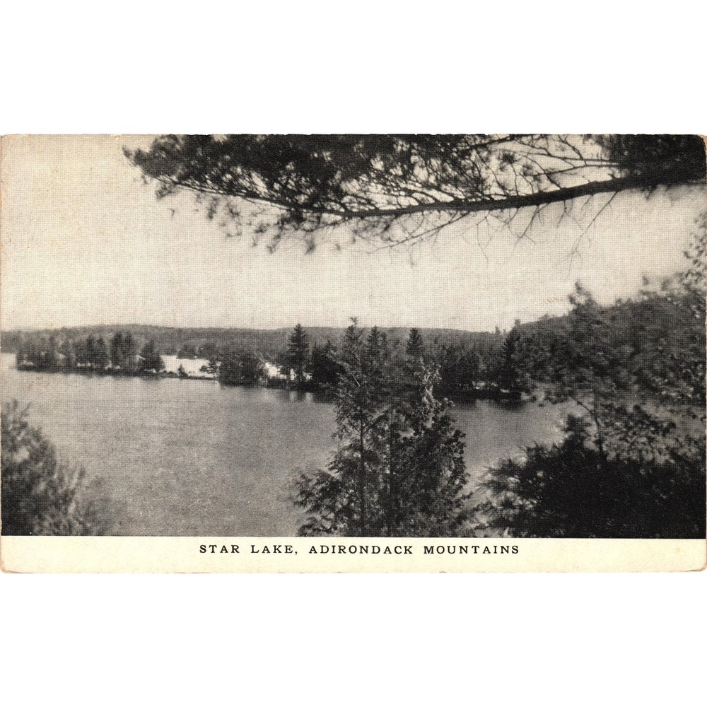 Vintage Star Lake Adirondack Mountains Black White Postcard‎